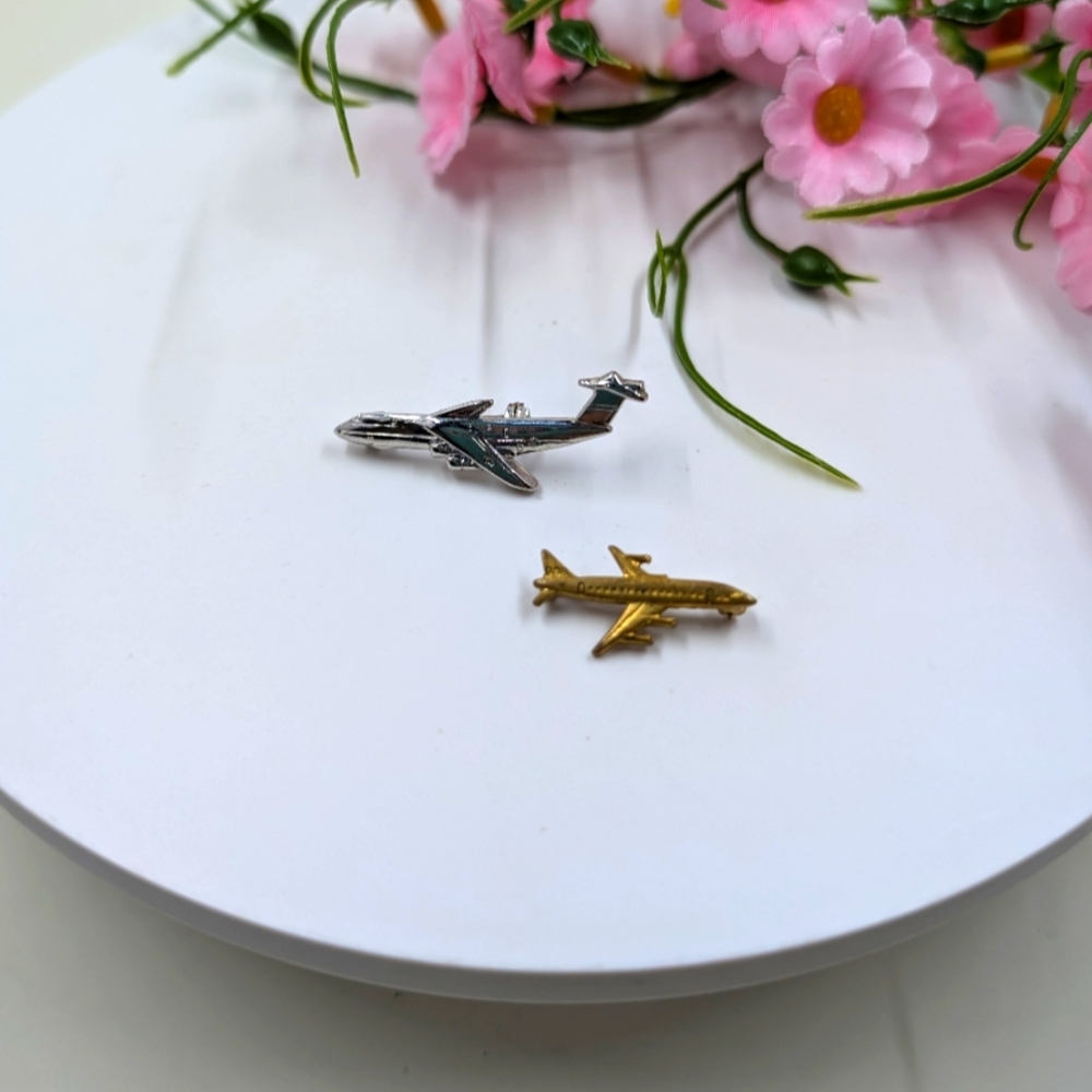 Lot of Two Vintage Micro Air Planes Brooches